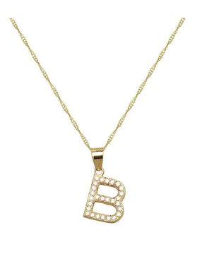 Medalla y cadena de letra b Horoz de oro 10 K