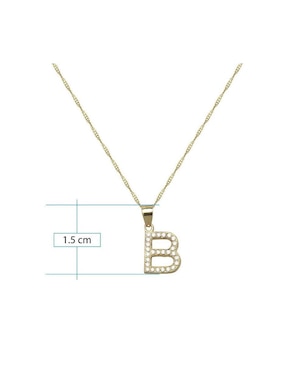 Medalla y cadena de letra b Horoz de oro 10 K