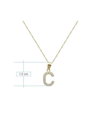 Medalla y cadena de letra c Horoz de oro 10 K