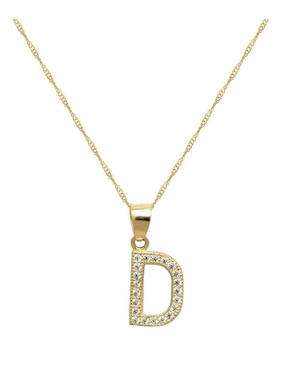 Medalla y cadena de letra d Horoz de oro 10 K