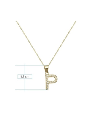 Medalla y cadena de letra p Horoz de oro 10 K