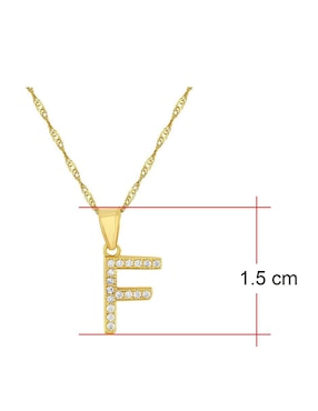Medalla y cadena de letra f Horoz de oro 10 K