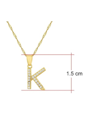 Medalla y cadena de letra k Horoz de oro 10 K