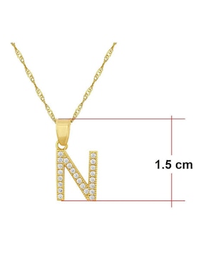 Medalla y cadena de letra n Horoz de oro 10 K