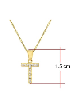 Medalla y cadena de letra t Horoz de oro 10 K