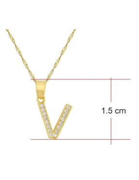 Medalla y cadena de letra v Horoz de oro 10 K