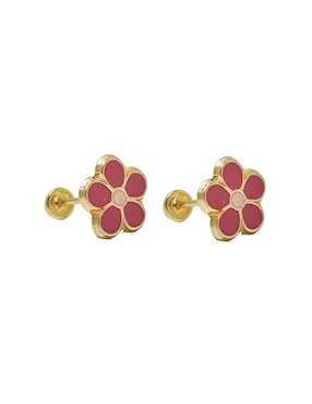 Broqueles de flor Mancini de oro con acabado esmaltado