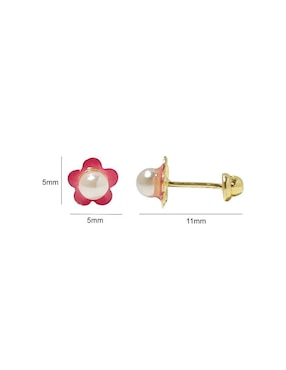 Broqueles de flor Mancini de oro con acabado esmaltado perla