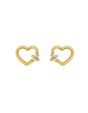 Broquel De Corazón Roca De Oro 14 K Zirconia