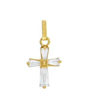 Dije De Cruz Roca De Oro Amarillo 14 K