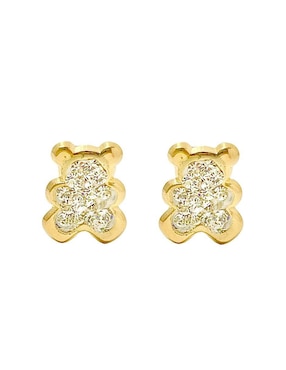 Broquel De Oso Mancini De Oro Amarillo 10 K Zirconia