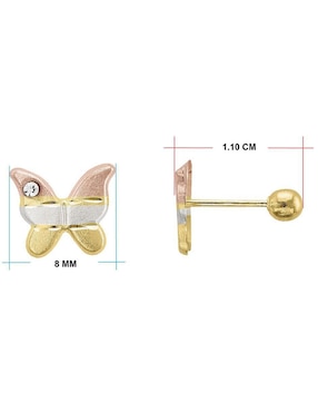 Broqueles de mariposa Horoz de oro con acabado brillante zirconia
