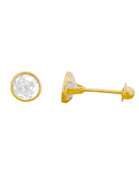Broqueles redondos Horoz de oro con acabado brillante zirconia