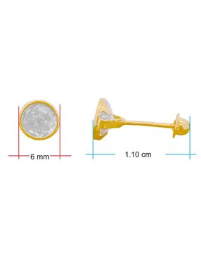 Broqueles redondos Horoz de oro con acabado brillante zirconia