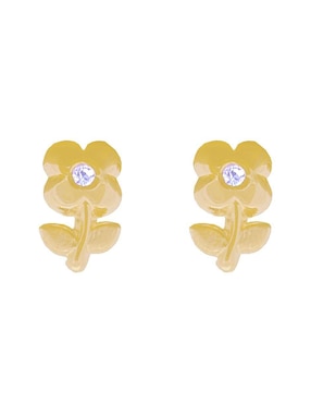 Broquel De Flor Horoz De Oro 10 K Zirconia