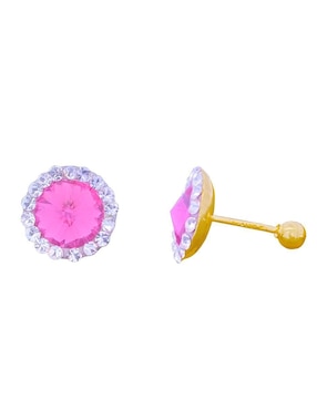 Broqueles redondos Horoz de oro con acabado brillante zirconia