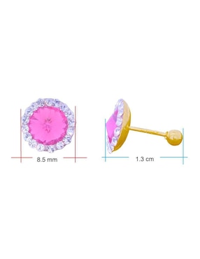 Broqueles redondos Horoz de oro con acabado brillante zirconia