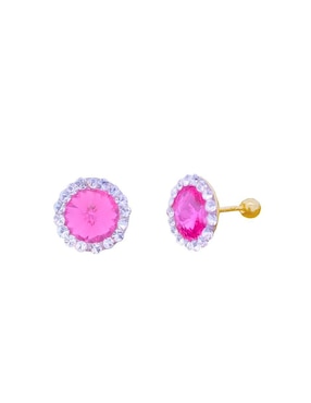 Broqueles redondos Horoz de oro con acabado brillante zirconia