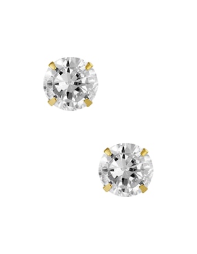 Broquel Redondo Sabelli De Oro Amarillo 14 K Zirconia