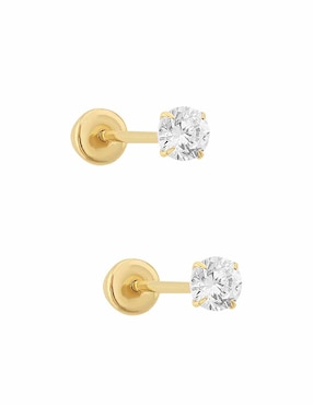 Broqueles redondos Sabelli de oro amarillo 14 K con acabado brillante zirconia
