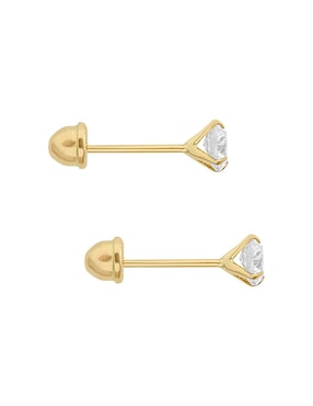 Broqueles redondos Sabelli de oro amarillo 14 K con acabado brillante zirconia