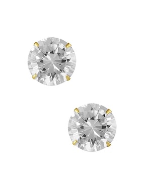 Broquel Redondo Sabelli De Oro Amarillo 14 K Zirconia