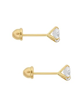Broqueles redondos Sabelli de oro amarillo 14 K con acabado brillante zirconia