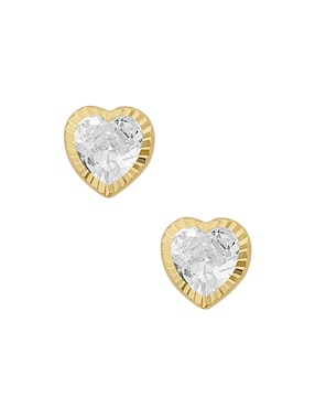 Broquel De Corazón Sabelli De Oro Amarillo 14 K Zirconia