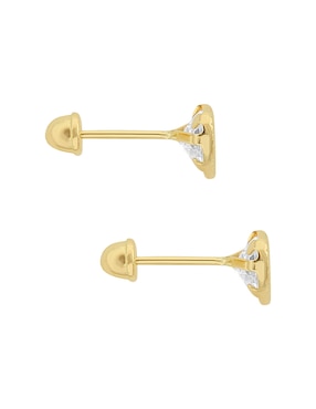 Broqueles de corazón Sabelli de oro amarillo 14 K con acabado diamantado zirconia