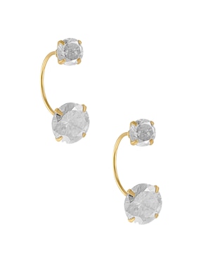 Broqueles redondos Sabelli de oro amarillo 14 K con acabado brillante zirconia