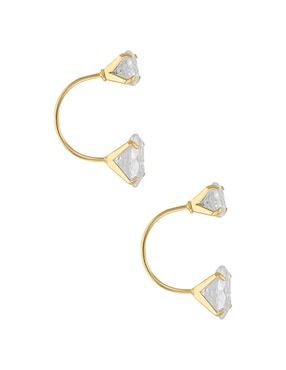 Broqueles redondos Sabelli de oro amarillo 14 K con acabado brillante zirconia