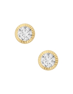 Broquel Redondo Sabelli De Oro Amarillo 14 K Zirconia