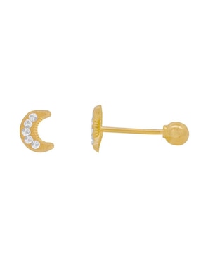 Broqueles de luna Horoz de oro con acabado brillante zirconia