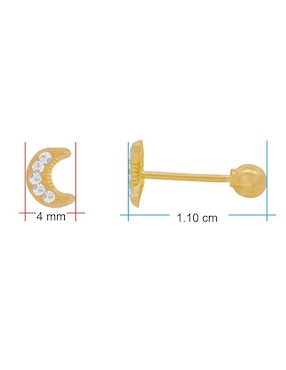 Broqueles de luna Horoz de oro con acabado brillante zirconia