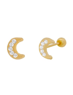 Broqueles de luna Horoz de oro con acabado brillante zirconia