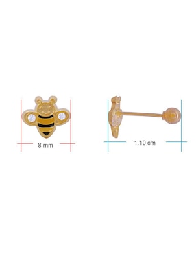 Broqueles de abeja Horoz de oro con acabado brillante zirconia