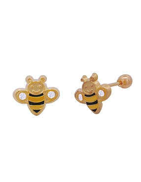 Broqueles de abeja Horoz de oro con acabado brillante zirconia