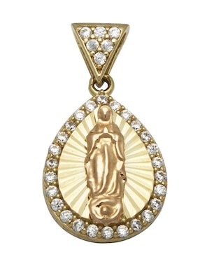 Dije De Gota Horoz Virgen De Guadalupe De Oro 10 K Zirconia