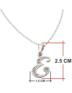 Medalla y cadena de letra e Horoz de plata P 925