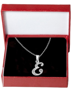 Medalla y cadena de letra e Horoz de plata P 925