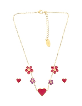 Aretes y collar de corazón Nuvi flores y corazones