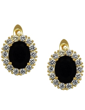 Aretes Huggies Ovalados Horoz Chapa De Oro 18 K Zirconia