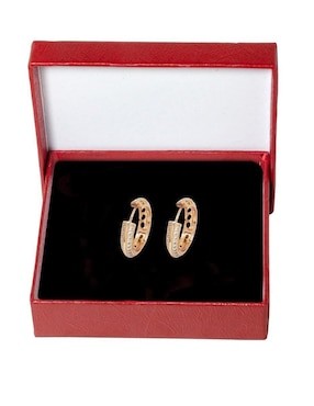 Aretes redondos Horoz con acabado chapa de oro zirconia