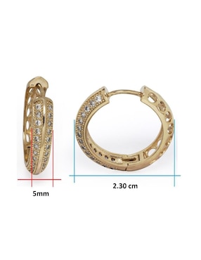 Aretes redondos Horoz con acabado chapa de oro zirconia