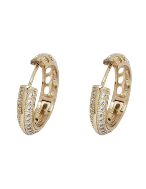 Aretes redondos Horoz con acabado chapa de oro zirconia