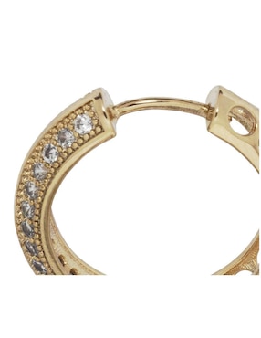 Aretes redondos Horoz con acabado chapa de oro zirconia