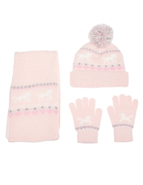 Set Gorro, Guantes Y Bufanda Piquenique Con Pompón