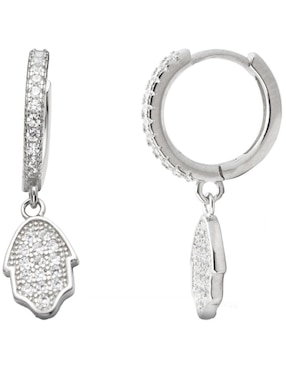 Aretes de mano Horoz de plata P 925 con acabado brillante zirconia