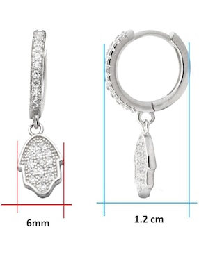 Aretes de mano Horoz de plata P 925 con acabado brillante zirconia