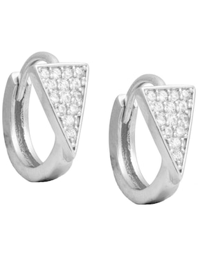 Aretes Huggies De Triangulo Horoz De Plata P.925 Acabado Pulido Zirconia